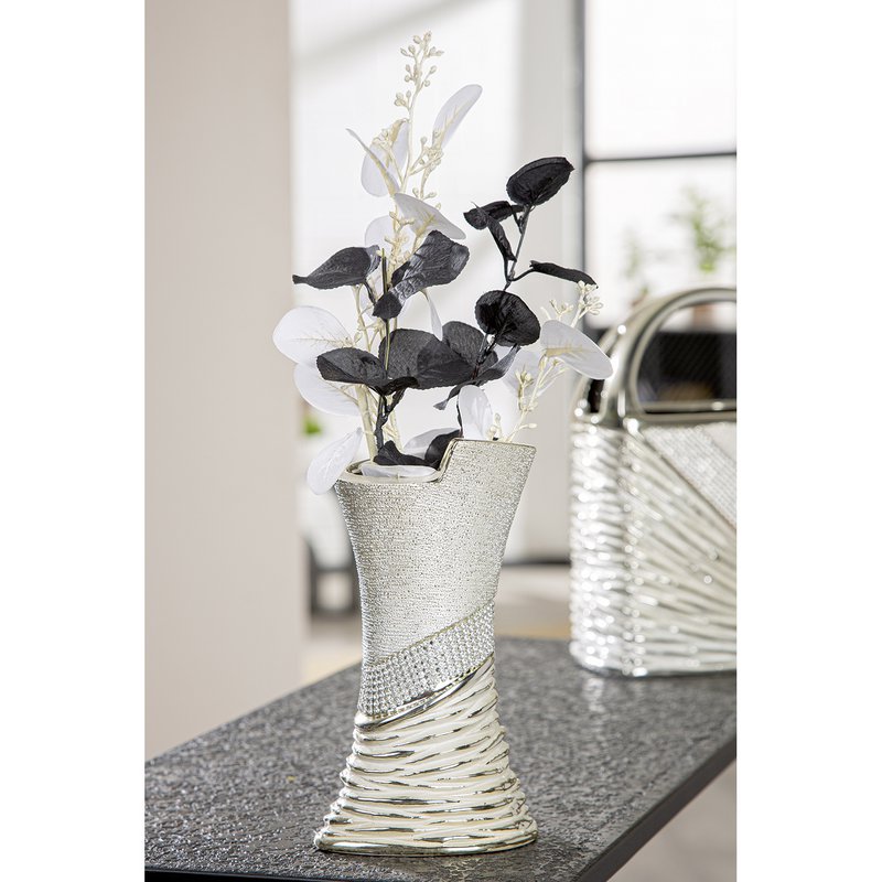Vase rhinsten champagnefarvet, sølvfarvet H. 19 cm, VE 4
