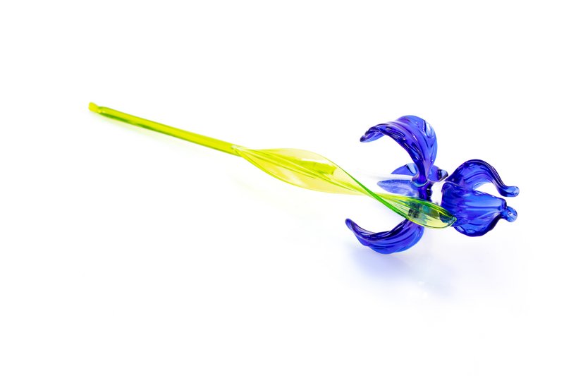 Glass Iris - Blue - length 30 cm - Handmade