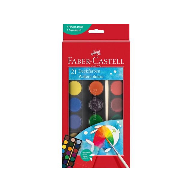 Waterverfdoos FC 21 kleuren (diameter 24cm) incl. penseel