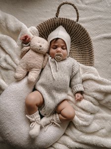 Merino baby bonnet off white