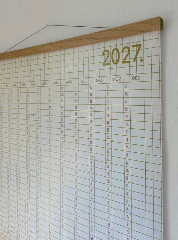 Planificador anual 2027, calendario a cuadros, calendario de pared 2027, calendario verde, calendario grande