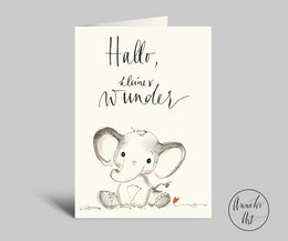 birth card | hello little miracle | sweet birth card | Folded card + envelope