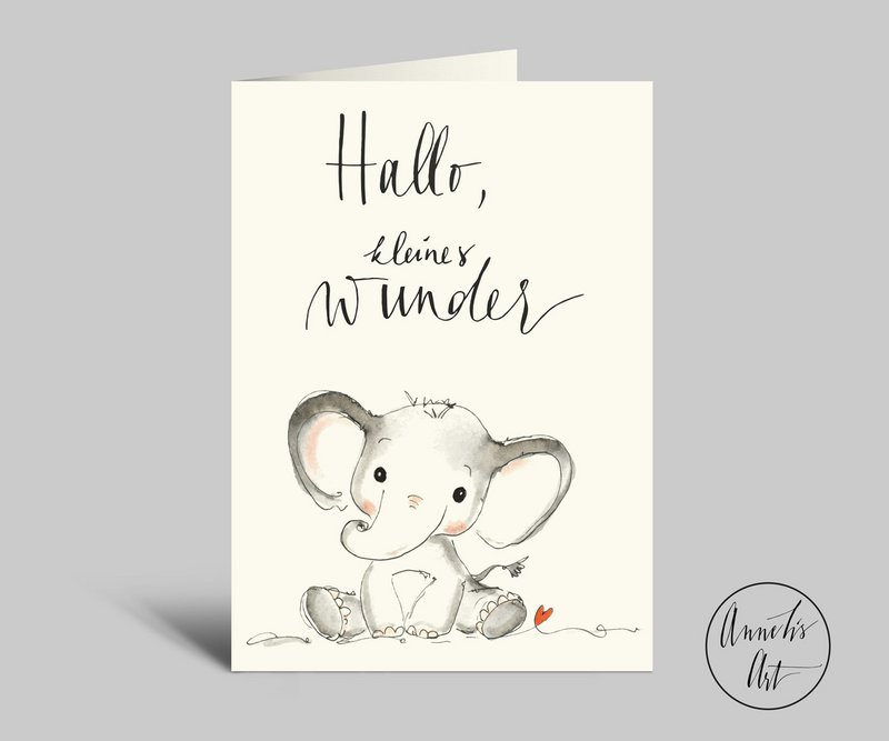 birth card | hello little miracle | sweet birth card | Folded card + envelope