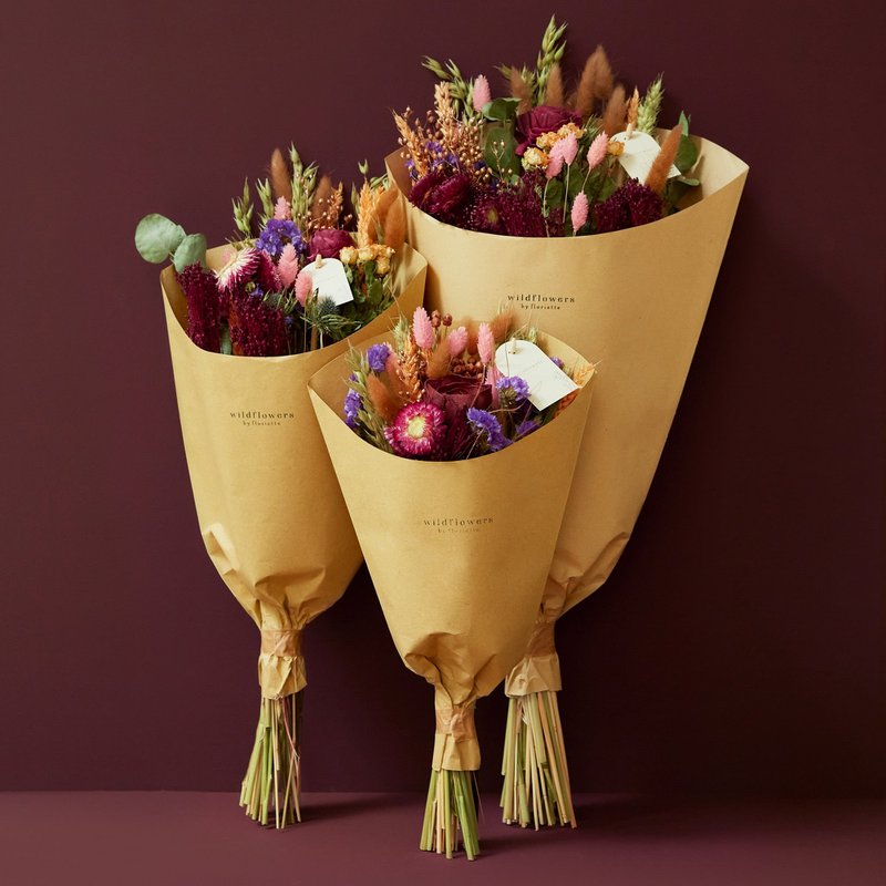 Tørrede blomster - feltbuket - Bourgogne