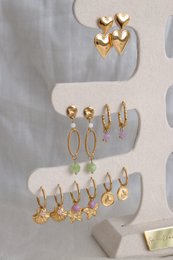 Statement Earrings Peridot & Moonstone - Gold