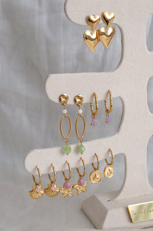 Statement Earrings Peridot & Moonstone - Gold