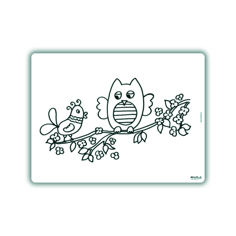 Recolorable placemat Hedwig the owl