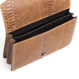 Florence Artegiani. Luce Women's Handbag. Genuine Leather Suede Engraving Snake