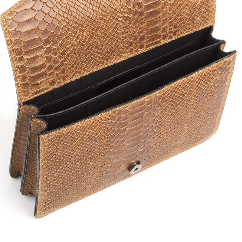 Florence Artegiani. Luce Women's Handbag. Genuine Leather Suede Engraving Snake