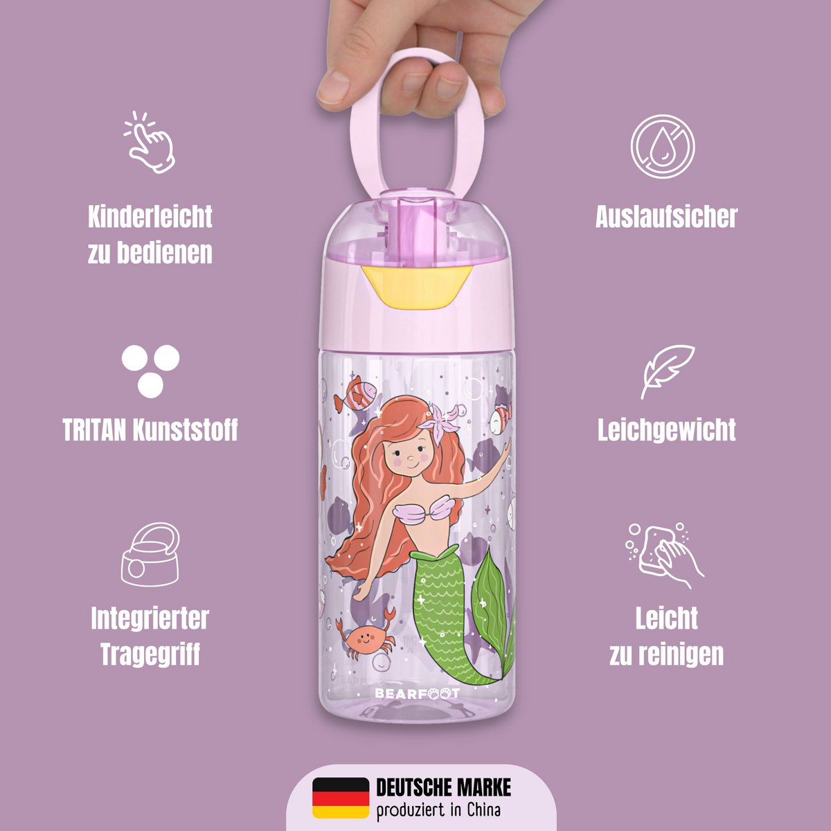 Kinderwaterfles, lichtgewicht waterfles - zeemeermin