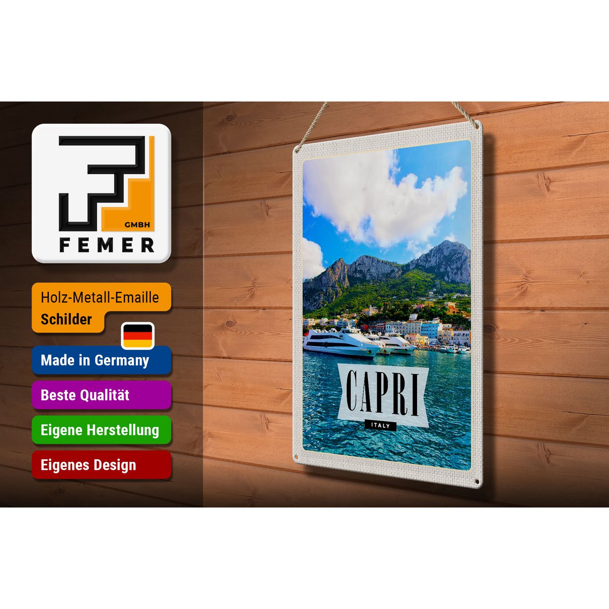Tin Sign Travel 30x40cm Capri Italy Island Sea Vacation