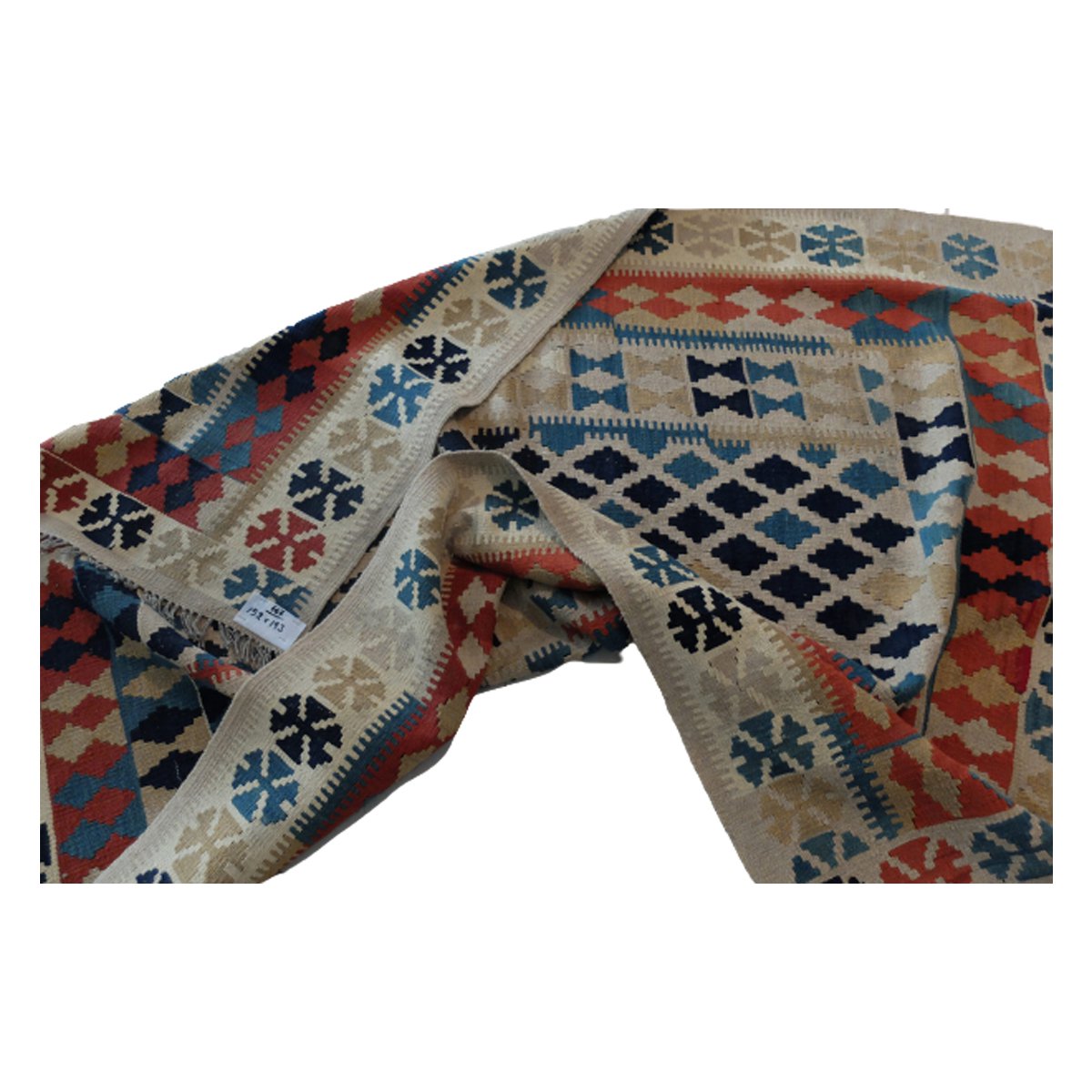 Ręcznie robiony dywan kilim z kremem mlecznym