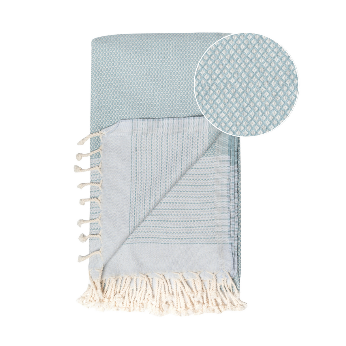 PHARAO Toalla de playa Hammam de algodón – Ligera – Menta / Azul claro - 180x100 cm