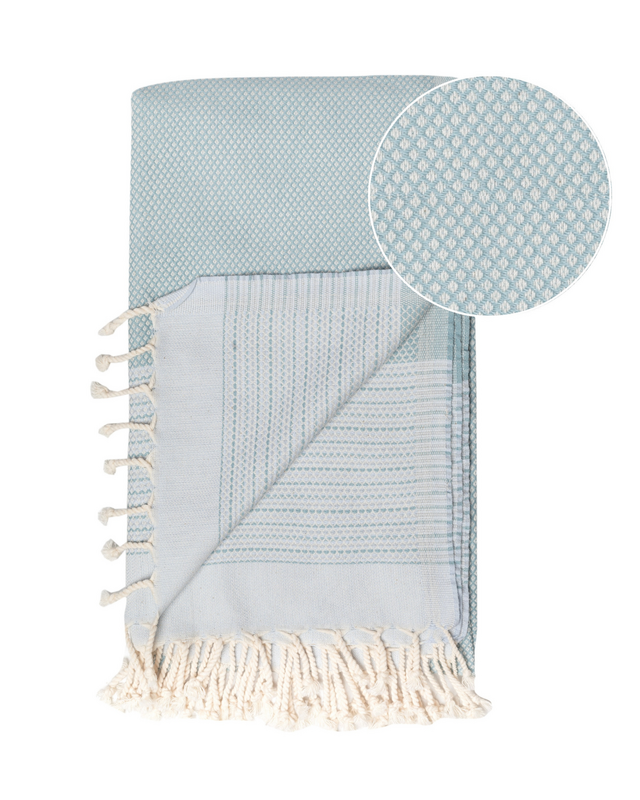 Telo Mare Hammam in Cotone PHARAO – Leggero – Menta/Azzurro - 180x100 cm
