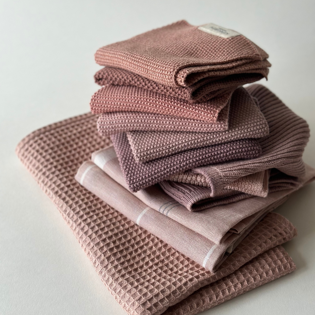 Torchons tricotés – Uni – Mauve (Chacun avec 2)