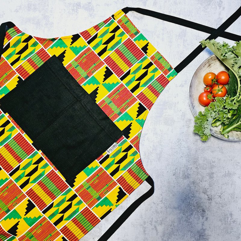 Apron di stampa africano con tasca | Stampa Kente fatta a mano