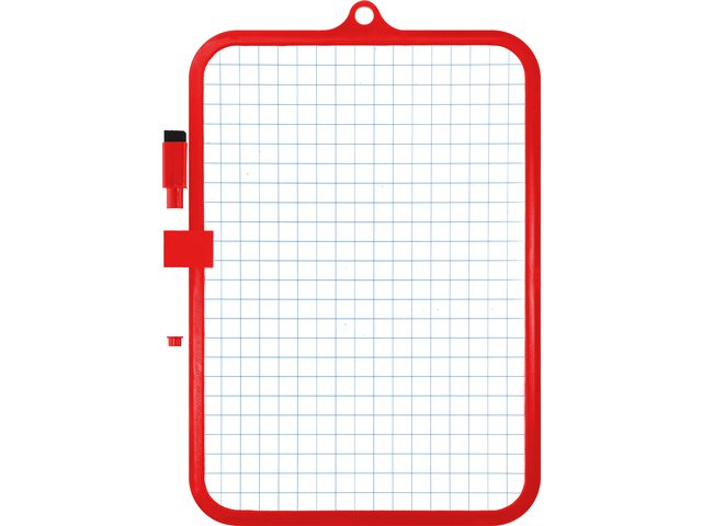 Lavagna bianca Kangaro 18,5x26 cm, con pennarello/gomma, un lato vuoto e un lato