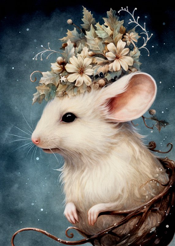 Mystical Christmas Animals: Mouse | Map fripperies