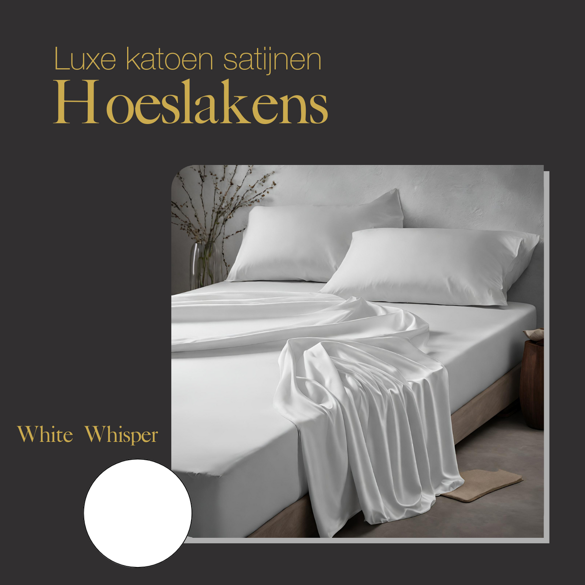 100% Cotton Satin Fitted Sheet White Whisper