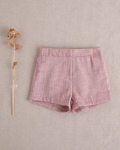 Baby boy's cotton shorts in pale pink marbled cotton M137-29509164