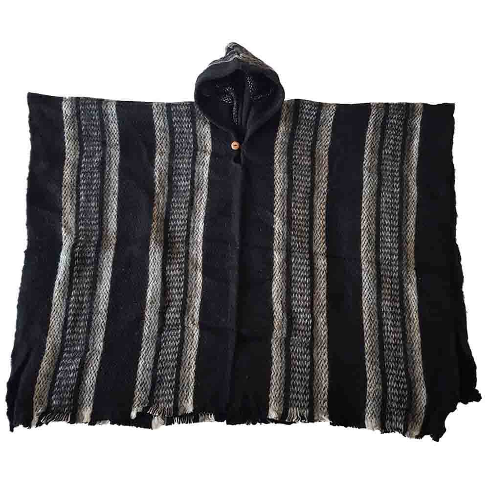 Poncho de Alpaca Negro - Hecho en Ecuador