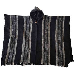 Alpaca Poncho Black - Lavet i Ecuador