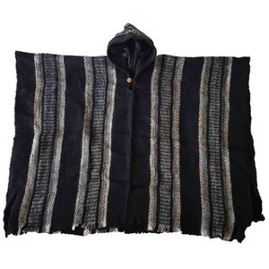 Alpaca Poncho Black - Made in Ecuador