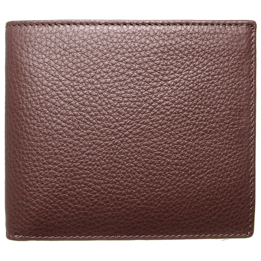 Cartera pequeña de piel granulada para 8 tarjetas de crédito Marrón