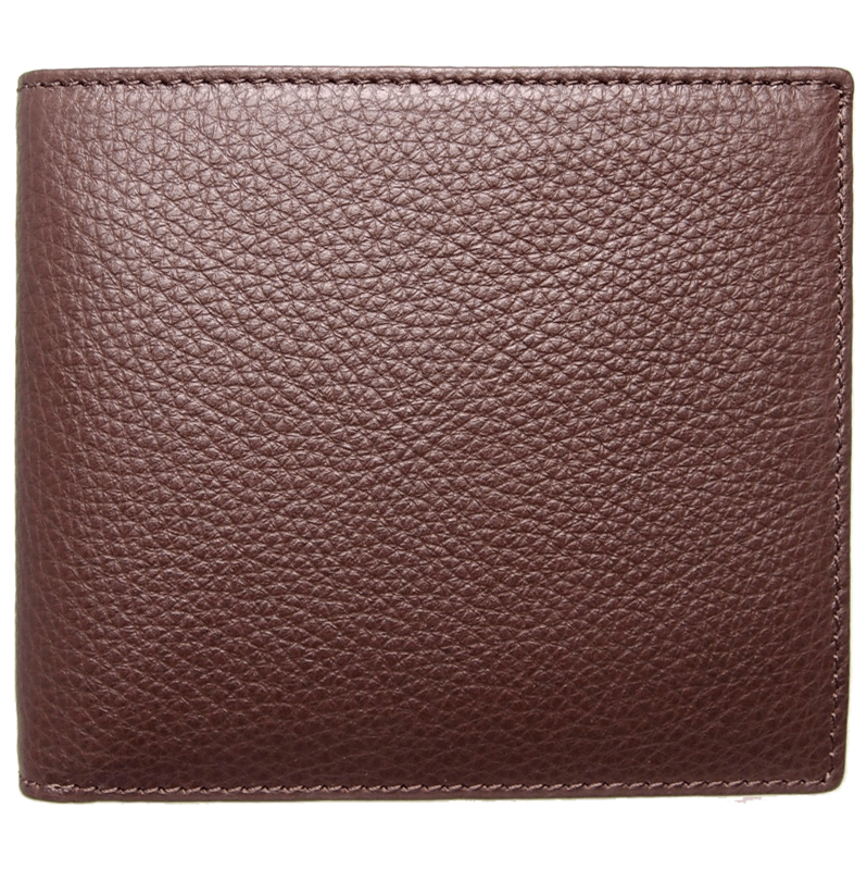 Cartera pequeña de piel granulada para 8 tarjetas de crédito Marrón