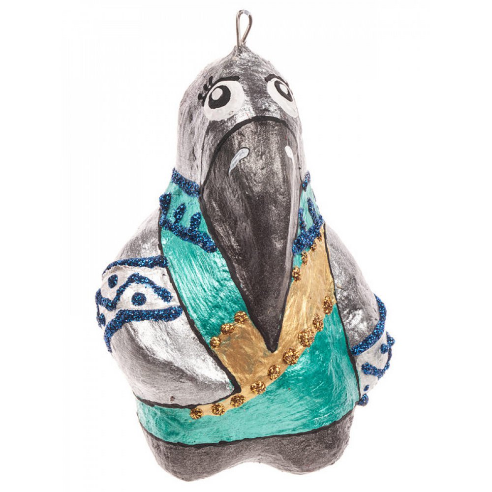 Corbeau en papier mâché fait à la main (ensemble Reine des neiges)