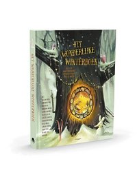 A children's book titled "The wonderful winter book" featuring a magical, whimsical winter scene with a crescent moon, stars, and fantastical creatures.