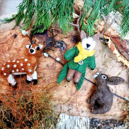 Handmade Felt Brown Stag Biodegradable Hanging Decoration