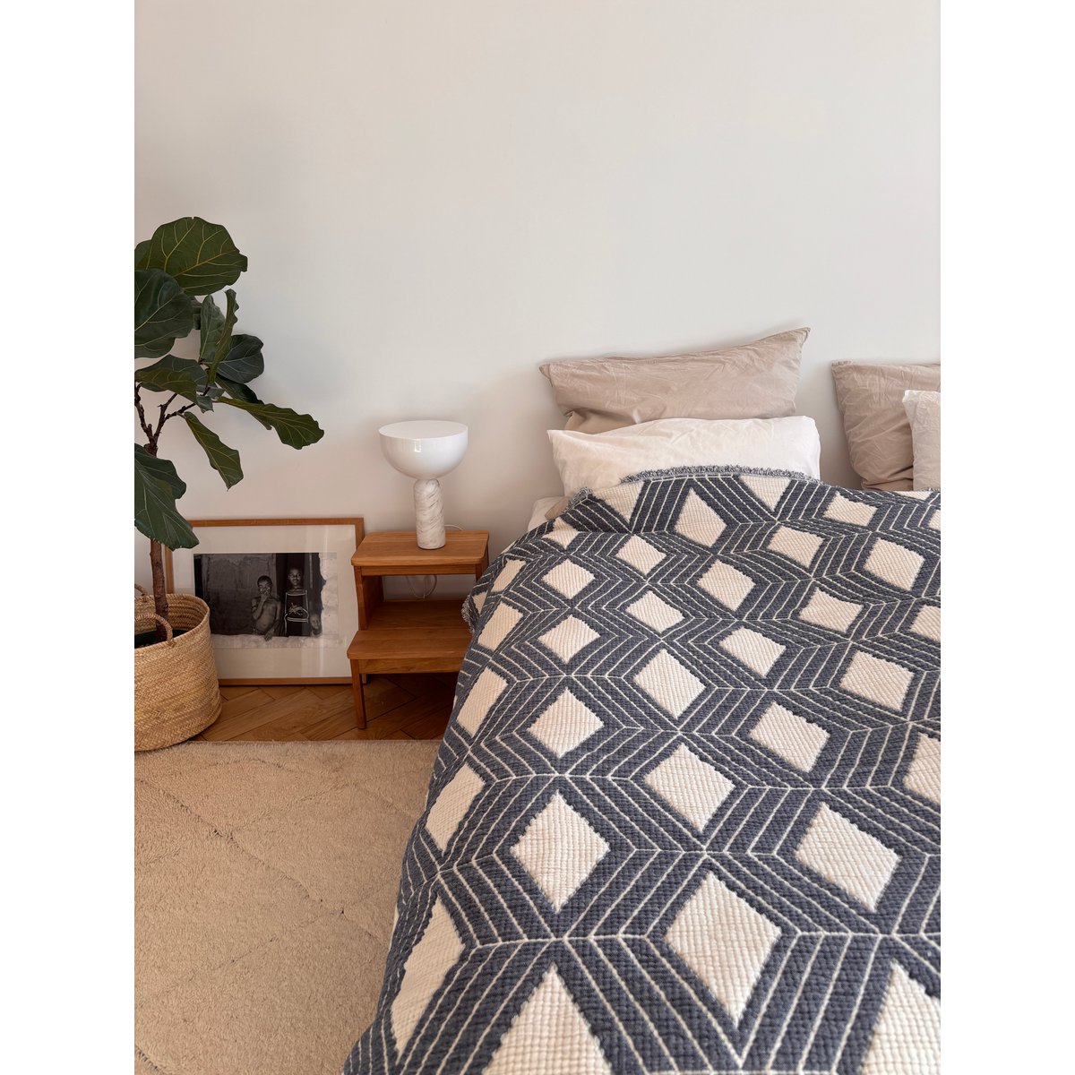 Muslin blanket - blue and white - 2.20 x 2.50 m