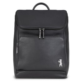 Black backpack with multiple compartments and a sleek, minimalist design. Suitable for everyday use, travel, or commuting.