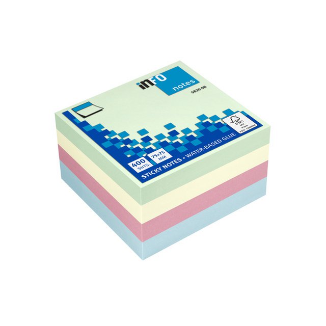 Info Notes 75x75mm 400 vel voordeelpak 3+1 gratis 100x pastel groen 100x pastel
