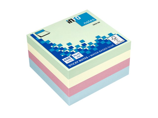 Info Notes 75x75mm 400 vel voordeelpak 3+1 gratis 100x pastel groen 100x pastel