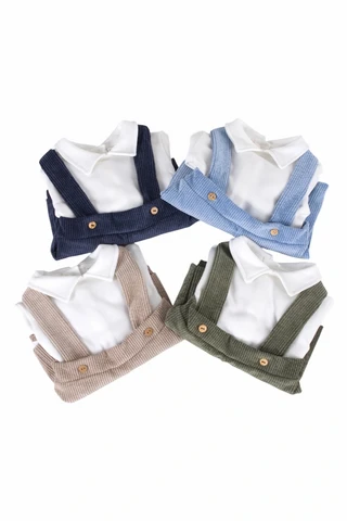 Baby-Set aus Cord, Latzhose und Oberteil für Jungen
