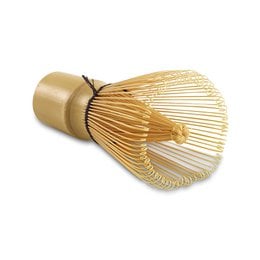 Bamboo matcha beater (chasen) - a traditional Japanese whisk used for preparing matcha tea. Made of finely split bamboo strands, it has a cylindrical shape and is used to whisk the matcha powder into a frothy, smooth consistency.