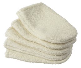 Set of 5 small ecru organic cotton gloves, 5 x 8 cm, for makeup removal