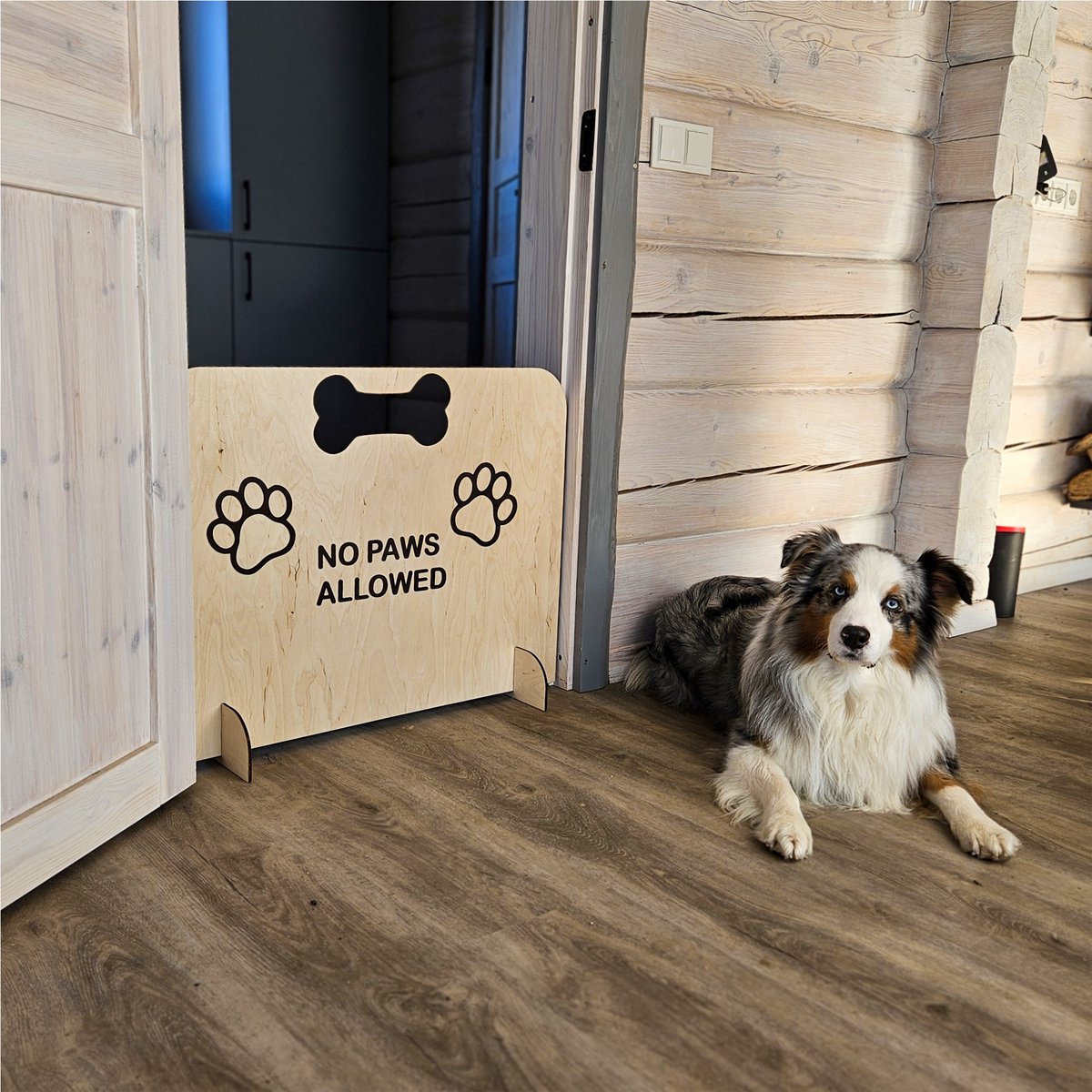 Puerta de barrera de perros, puerta de seguridad de mascotas de madera portátil (no se requiere perforación)