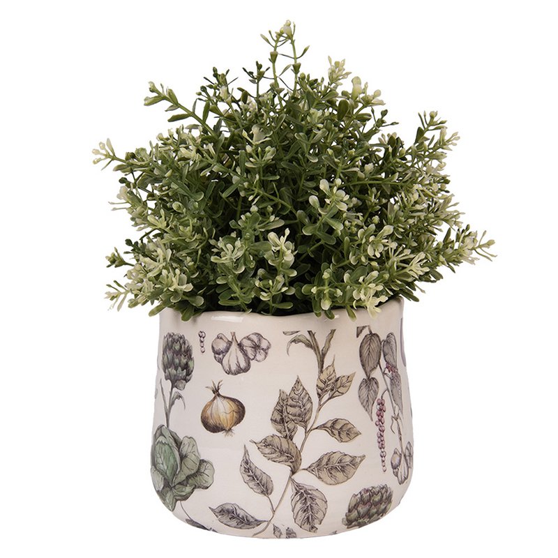 Blumenpot Ø 14x12 cm beige Keramikgemüse