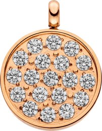 Glamor pendant round with set zirconia stones D=11.8mm made of stainless steel rose