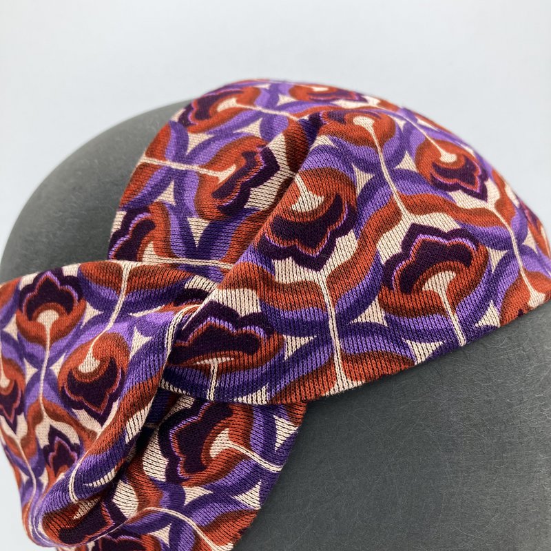 Hairband Headband Retro Mid Century Purple Brown Ponte Jersey