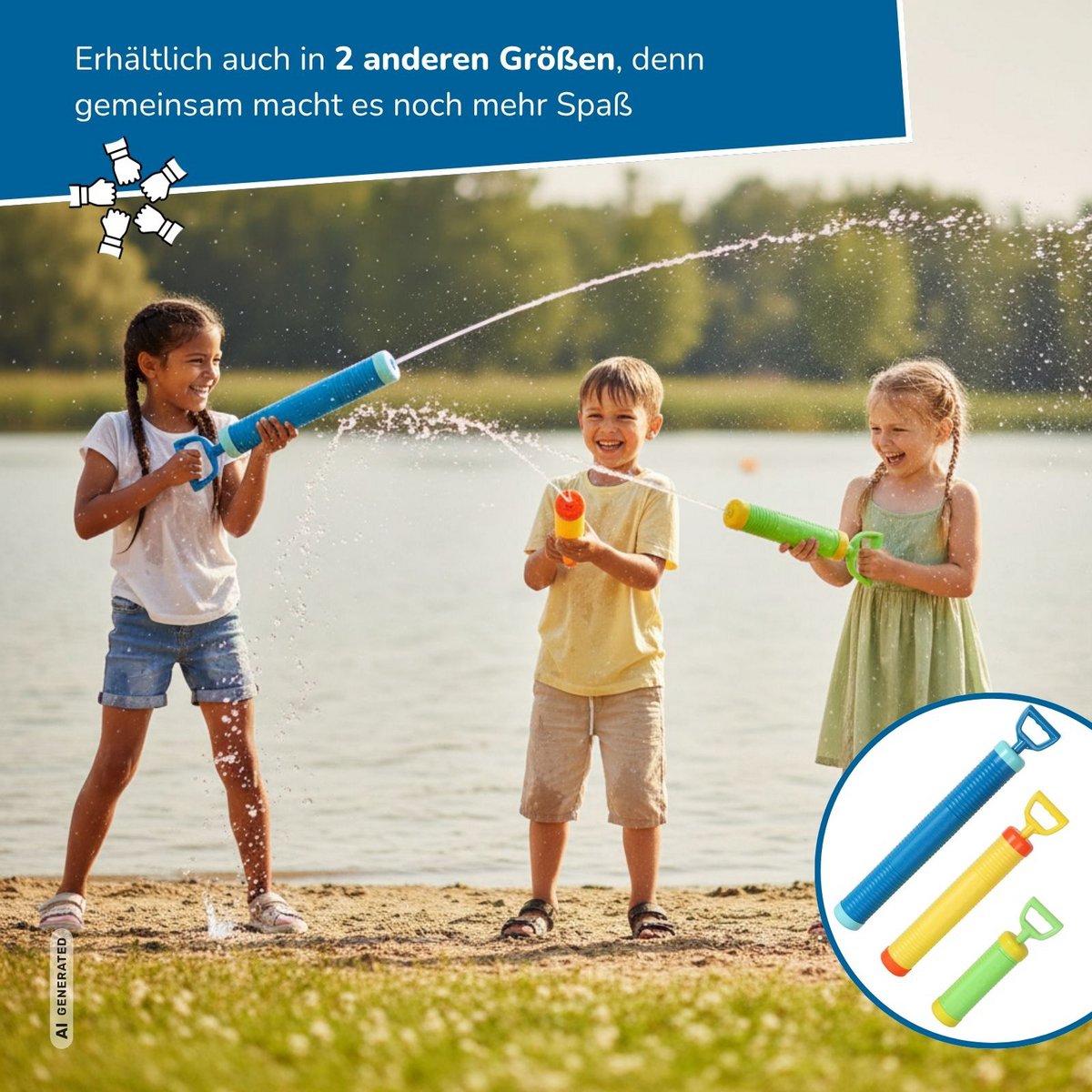 Pistolet wodny Water Shooter 55 cm, zasięg do 12 m, niebieski