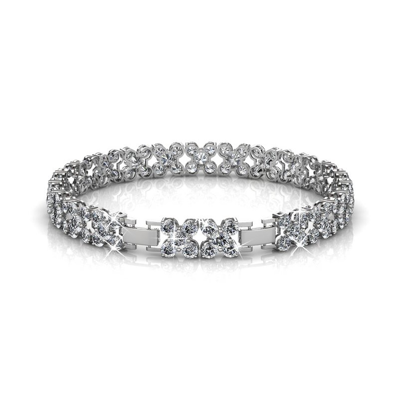 Blomsterarmbånd - Sølv og Krystal