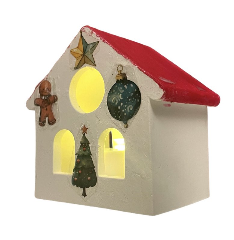 Portacandela LED Tealight House, realizzato in Jesmonite