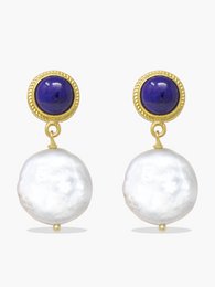 Lapis And Keshi Pearl Earrings
