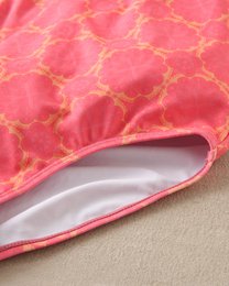 Costume da bagno con stampa retrò fucsia da ragazza con cinturini arancioni M190-23504021
