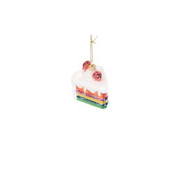 Ornament-Weihnachtshänger – Stück Kuchen – Glas – 7,5 x 6,5 x 7,5 cm