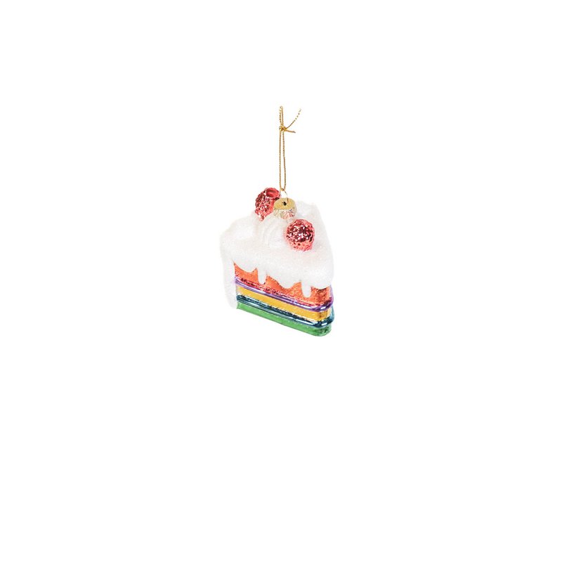 Ornament-Weihnachtshänger – Stück Kuchen – Glas – 7,5 x 6,5 x 7,5 cm